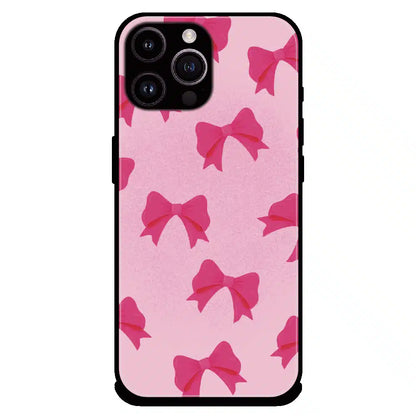 Pink Bow Aesthetic Pattern - Glossy Metal Silicone Case For Apple iPhone 16 Pro