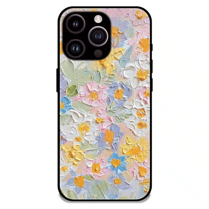 Pastel Floral Oil Paint - Glossy Metal Silicone Case For Apple iPhone 16 Pro