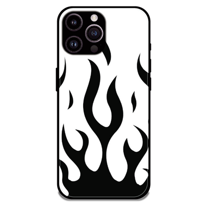 Monochrome Flame Art - Glossy Metal Silicone Case For Apple iPhone 16 Pro