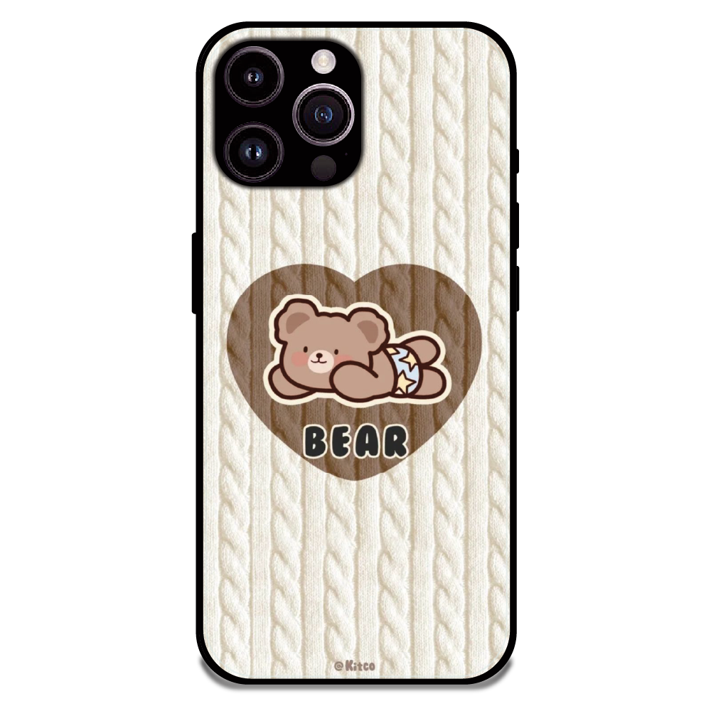 Bear Heart - Glossy Metal Silicone Case For Apple iPhone 16 Pro