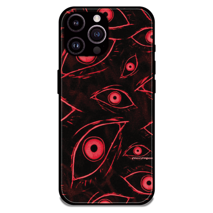Crimson Eyes Chaos - Glossy Metal Silicone Case For Apple iPhone 16 Pro