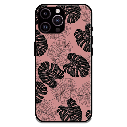 Tropical Monstera Leaf Pattern - Glossy Metal Silicone Case For Apple iPhone 16 Pro