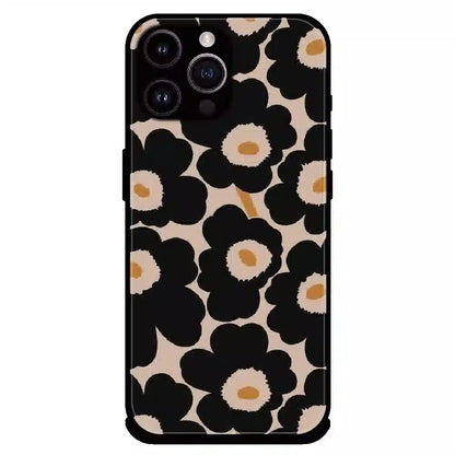 Bold Black Daisy Bloom - Glossy Metal Silicone Case For Apple iPhone 16 Pro