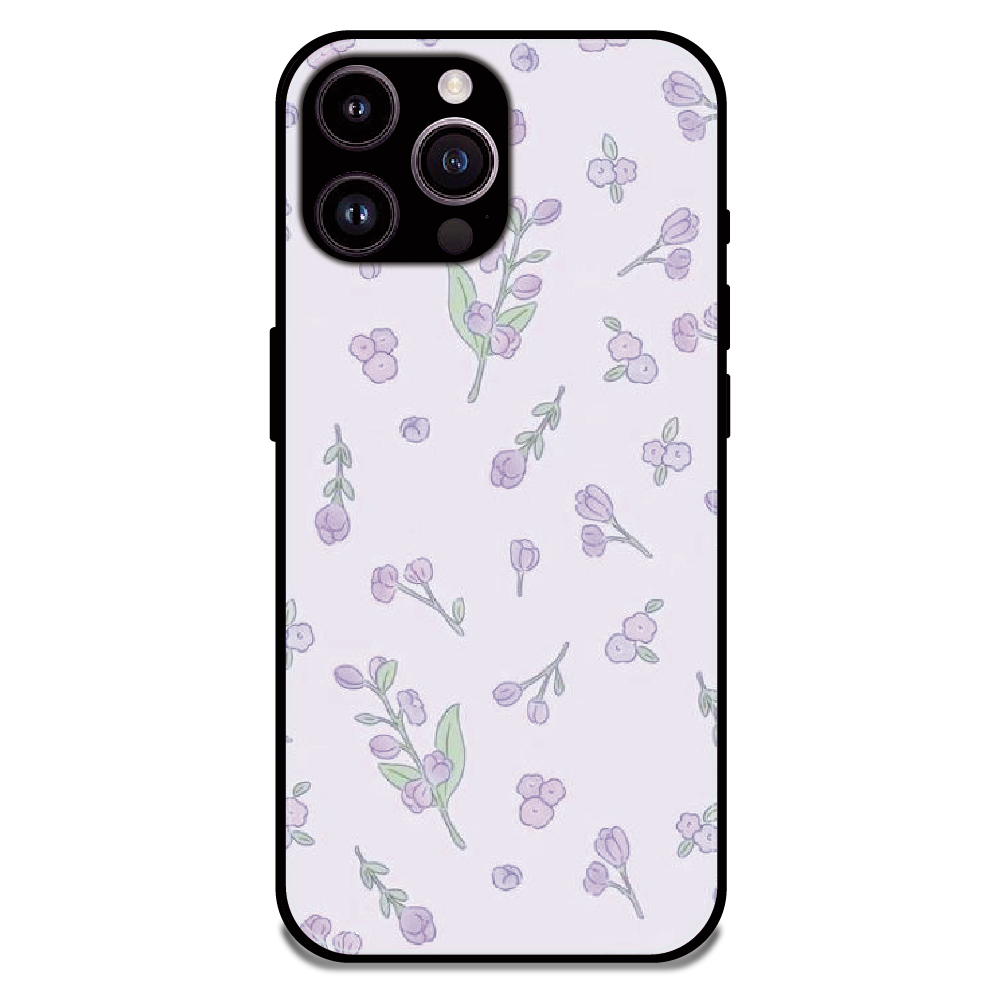 Lavender Floral Ditsy - Glossy Metal Silicone Case For Apple iPhone 16 Pro