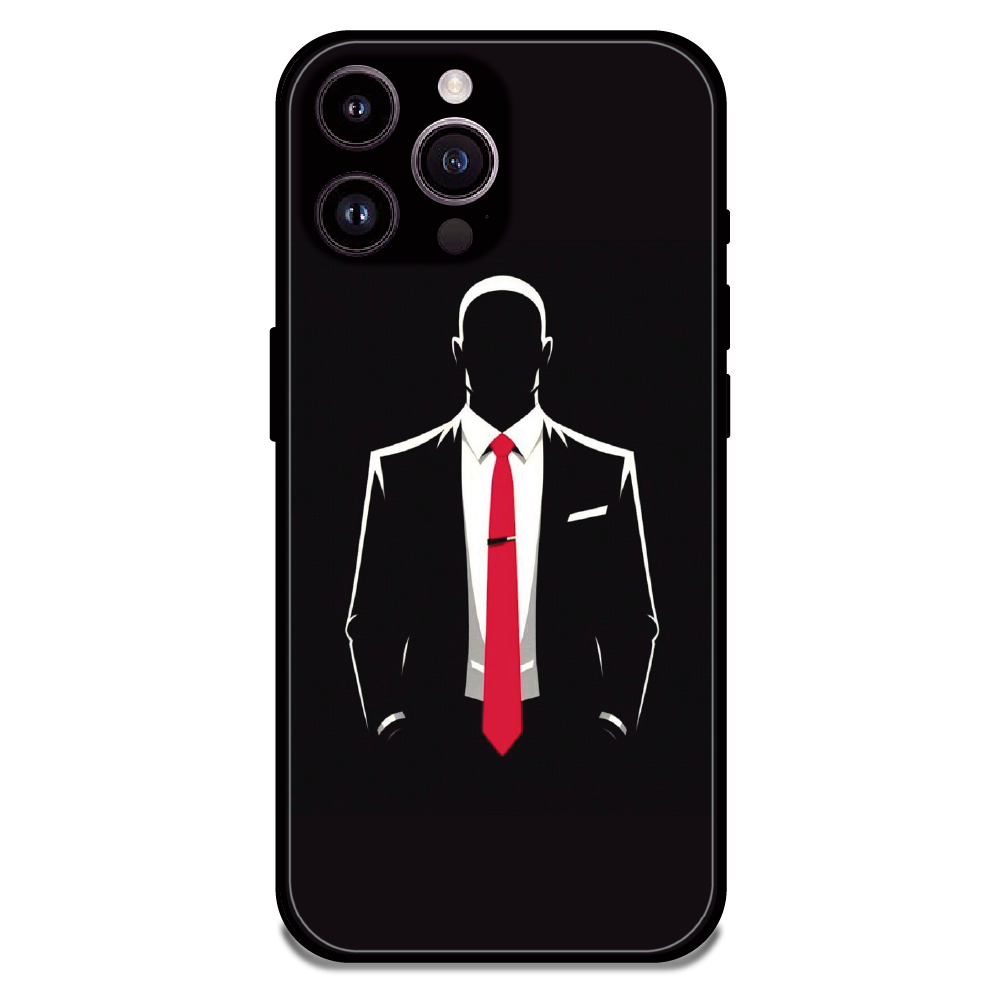 Red Tie Silhouette - Glossy Metal Silicone Case For Apple iPhone 16 Pro