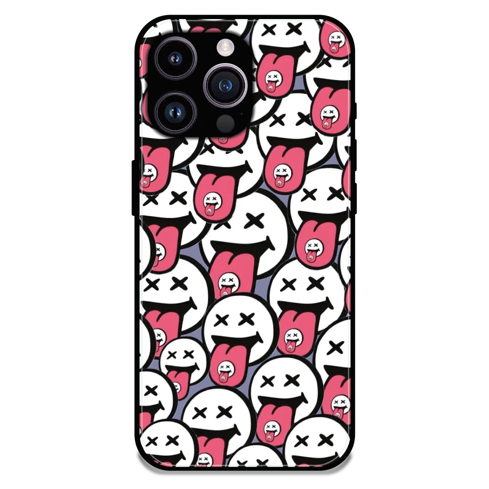 Funny Cartoon Faces - Glossy Metal Silicone Case For Apple iPhone 16 Pro