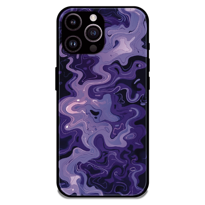 Purple Wave Abstract - Glossy Metal Silicone Case For Apple iPhone 16 Pro