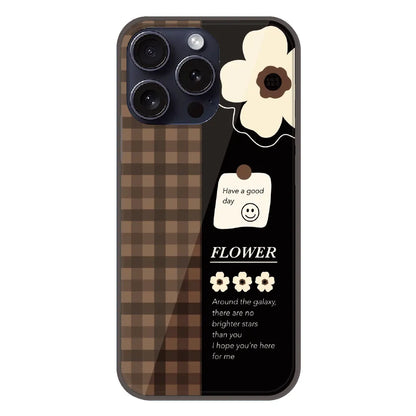 Brown Checkered Flower Quote - Printed Silicone Case For Apple iPhone 16 Pro
