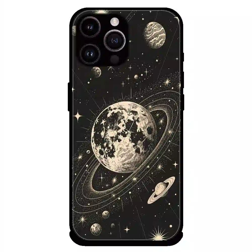 Celestial Planet Orbit - Glossy Metal Silicone Case For Apple iPhone 16 Pro