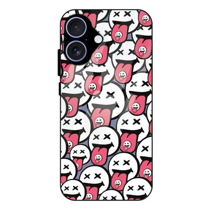 Funny Cartoon Faces - Glass Case For Apple iPhone 16