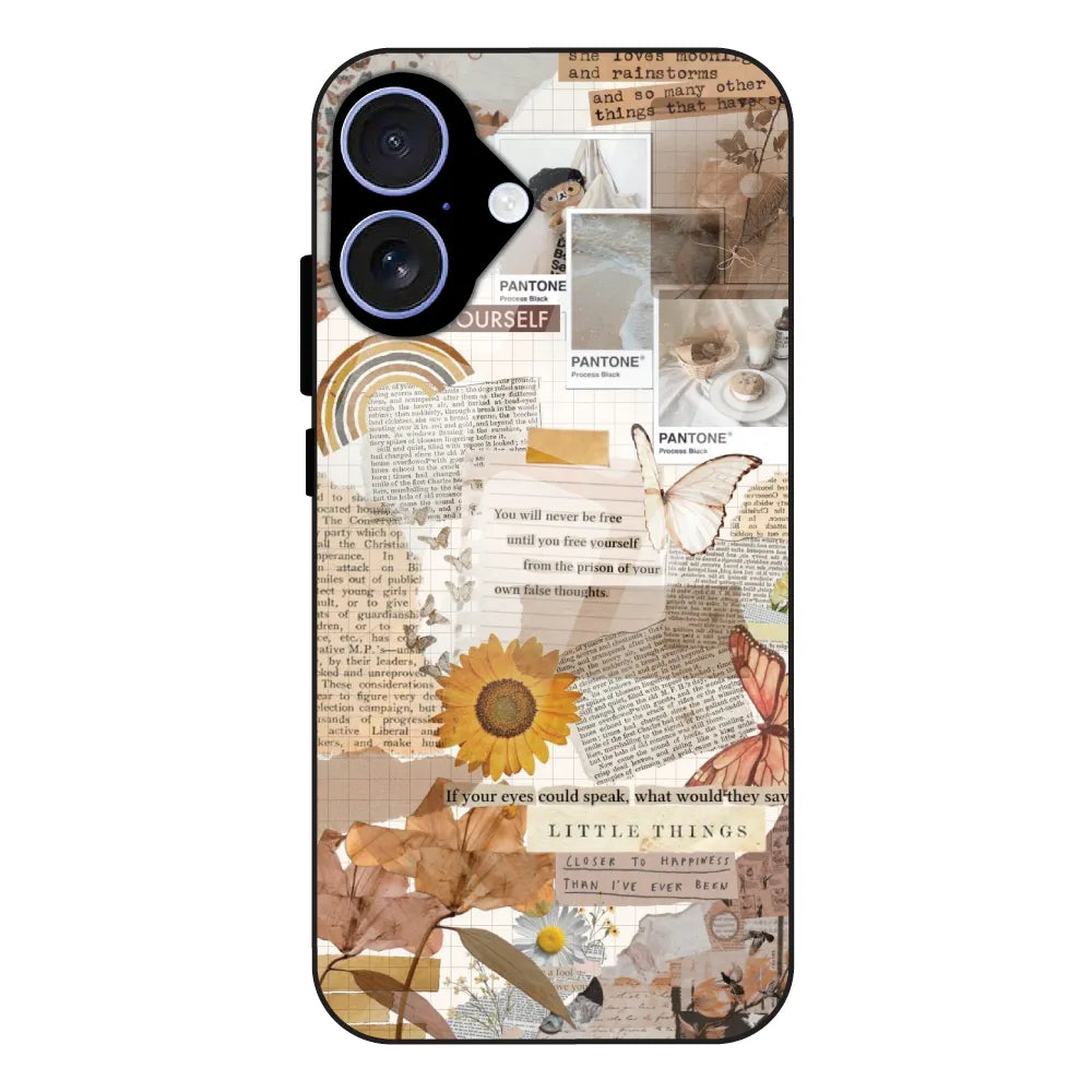 Aesthetic Butterfly & Sunflower - Glass Case For Apple iPhone 16