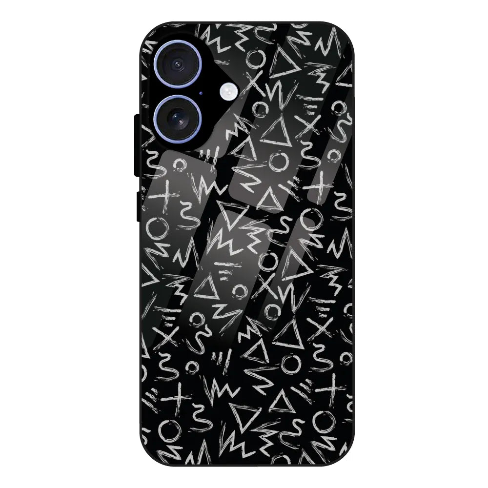 Geometric Black & White Pattern - Glass Case For Apple iPhone 16
