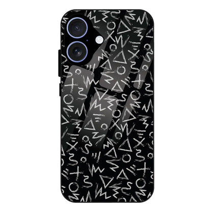Geometric Black & White Pattern - Glass Case For Apple iPhone 16
