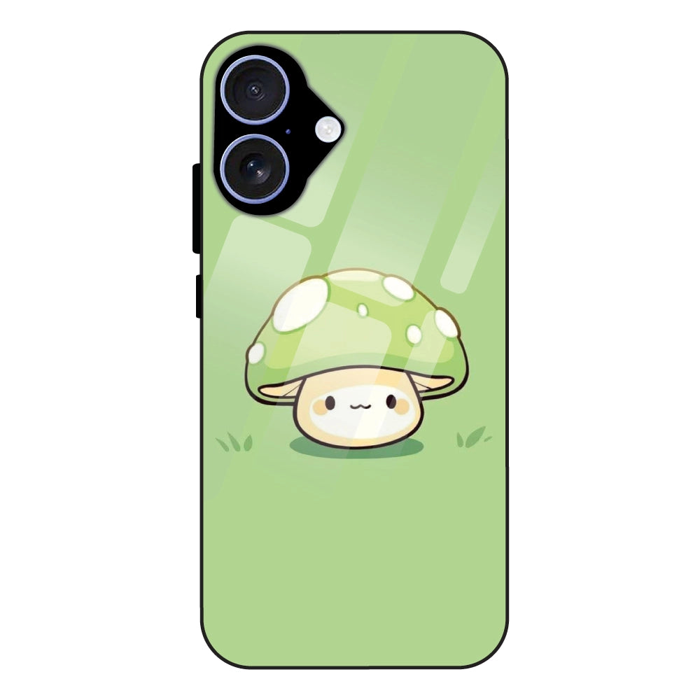 Cute Mushroom Character - Glass Case For Apple iPhone 16
