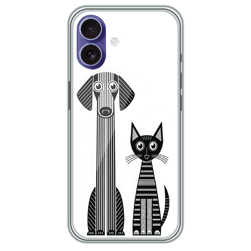 Line Art Dog & Cat - Printed Silicone Case for Apple iPhone 16