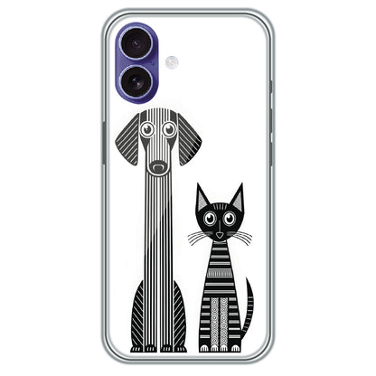 Line Art Dog & Cat - Printed Silicone Case for Apple iPhone 16