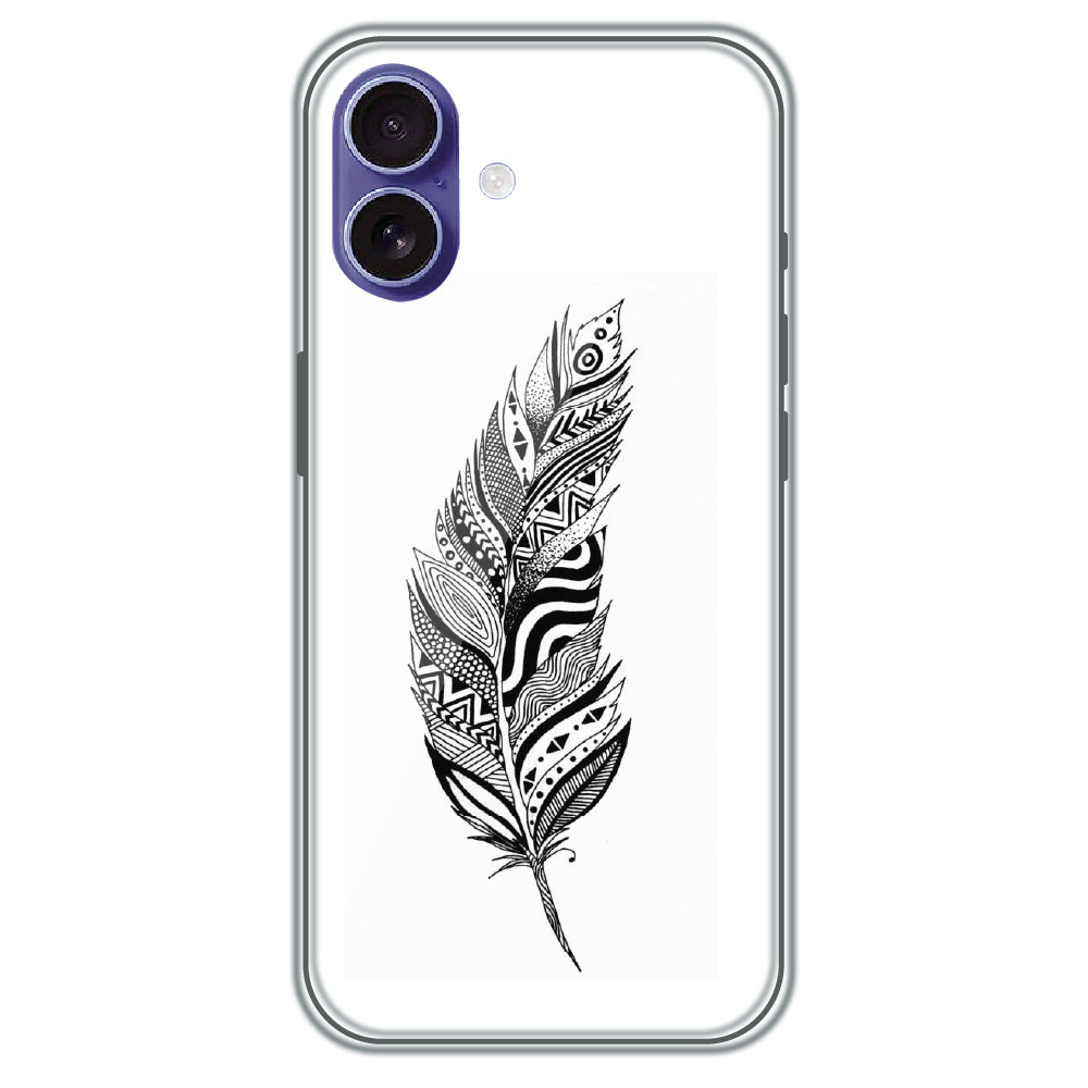 Zentangle Feather - Printed Silicone Case for Apple iPhone 16