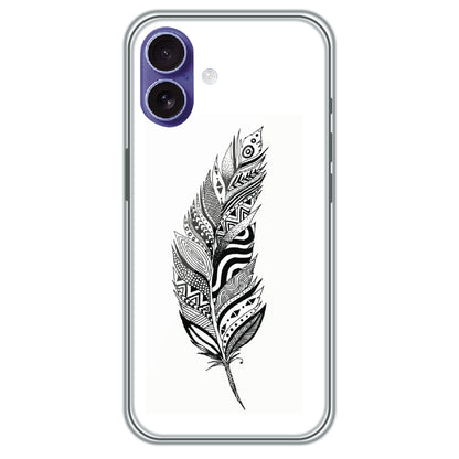 Zentangle Feather - Printed Silicone Case for Apple iPhone 16
