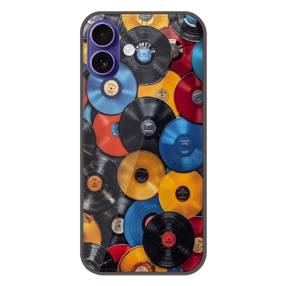 Retro Vinyl Record Pattern - Printed Silicone Case For Apple iPhone 16