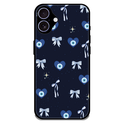 Evil Eye Bow Midnight - Glossy Metal Silicone Case For Apple iPhone 16
