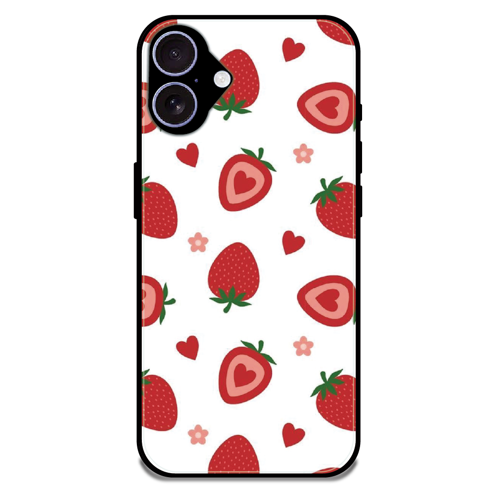 Strawberry - Glossy Metal Silicone Case For Apple iPhone 16