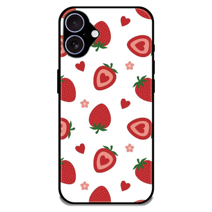 Strawberry - Glossy Metal Silicone Case For Apple iPhone 16