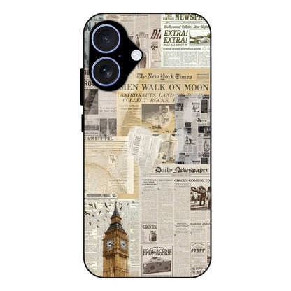 Vintage Newspaper Collage - Glass Case For Apple iPhone 16