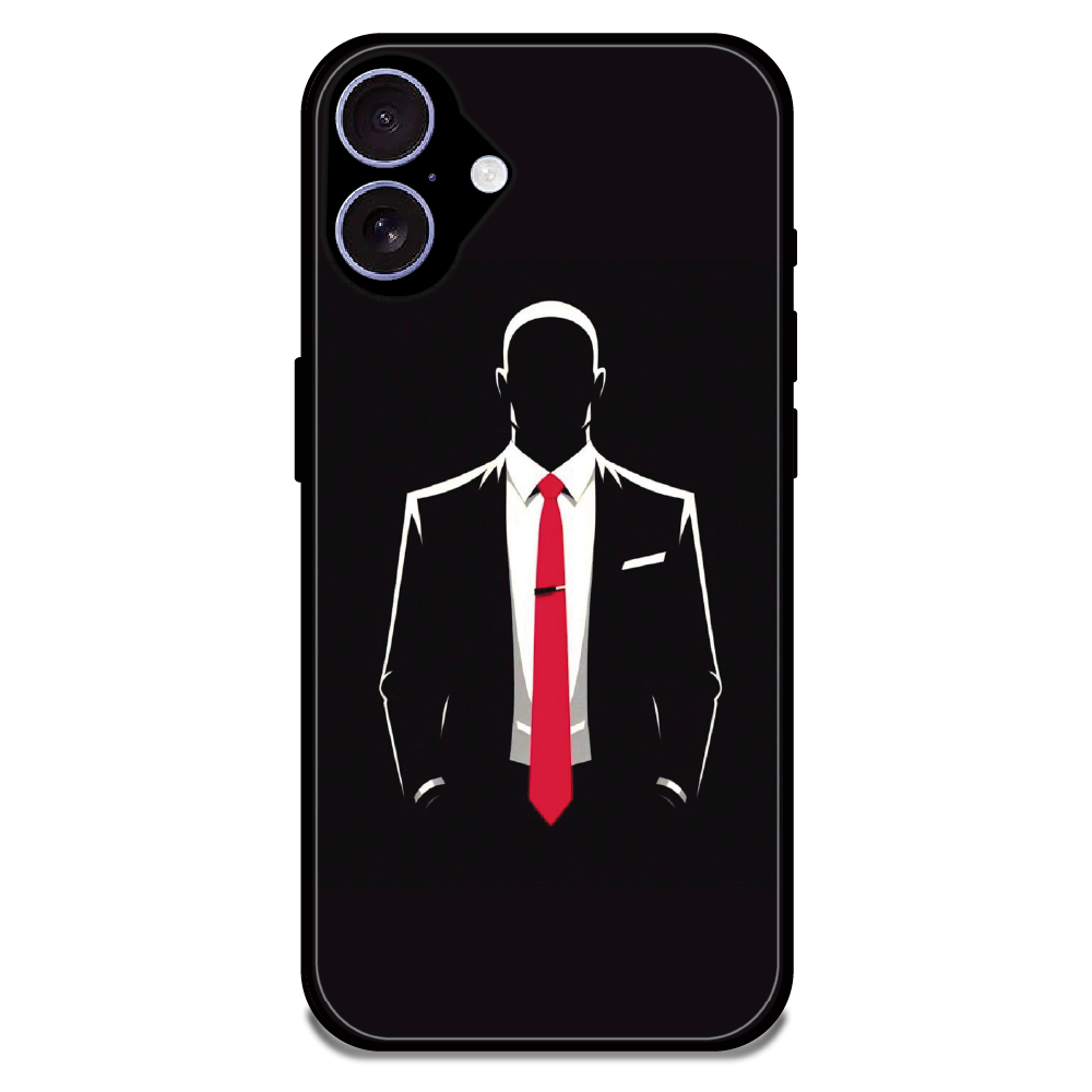Red Tie Silhouette - Glossy Metal Silicone Case For Apple iPhone 16