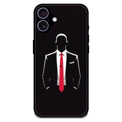Red Tie Silhouette - Glossy Metal Silicone Case For Apple iPhone 16