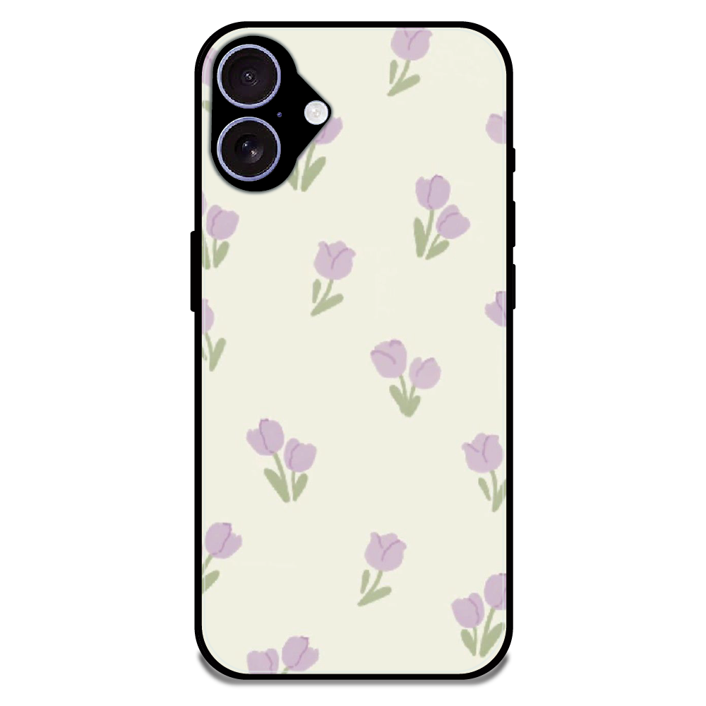 Minimal Tulip Pattern - Glossy Metal Silicone Case For Apple iPhone 16
