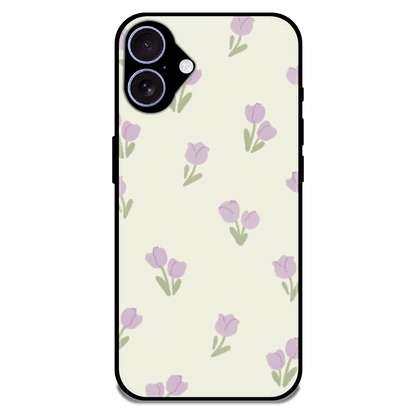 Minimal Tulip Pattern - Glossy Metal Silicone Case For Apple iPhone 16