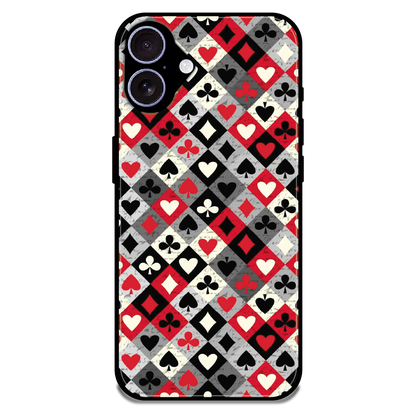 Classic Card Symbols - Glossy Metal Silicone Case For Apple iPhone 16