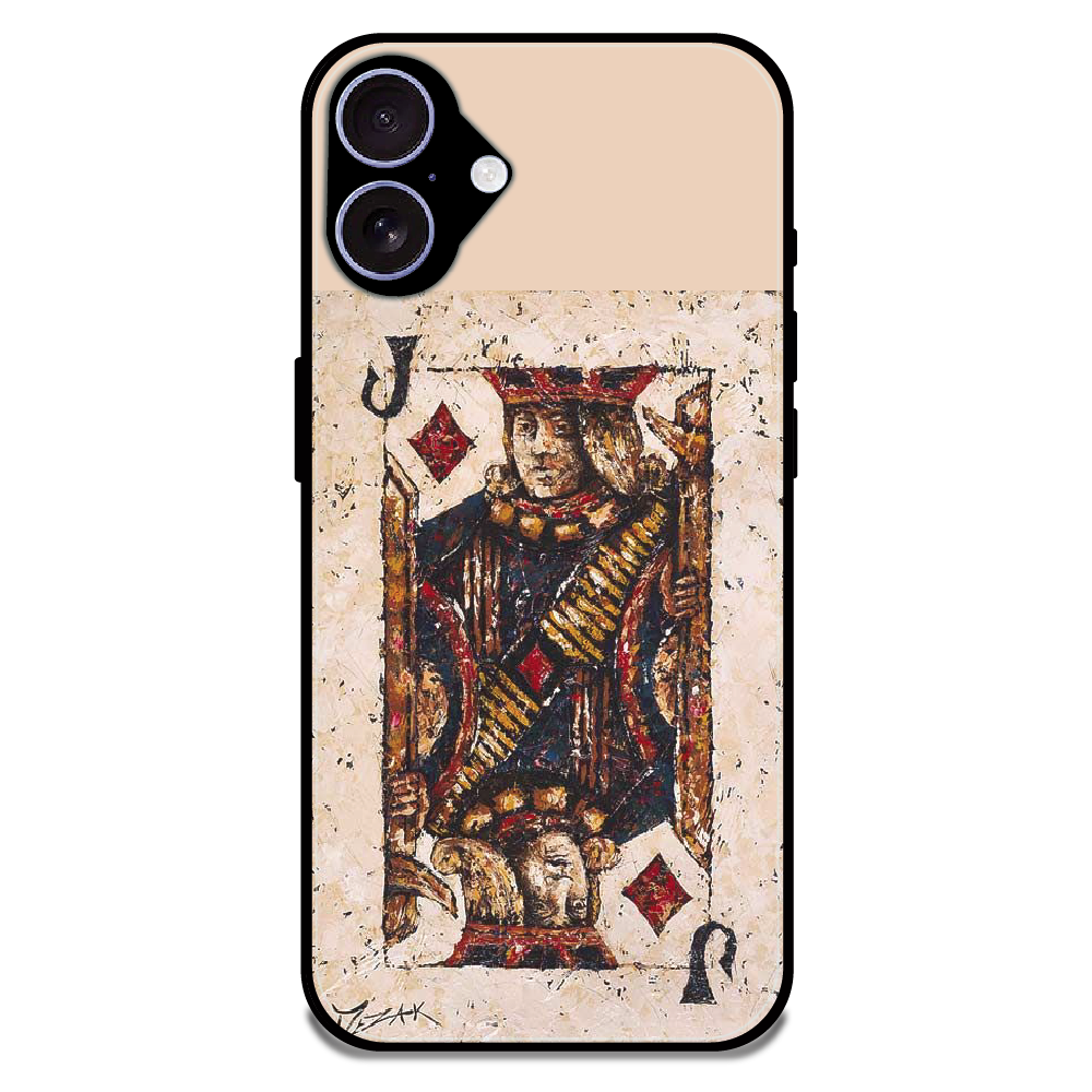 Vintage Playing Card King Art - Glossy Metal Silicone Case For Apple iPhone 16