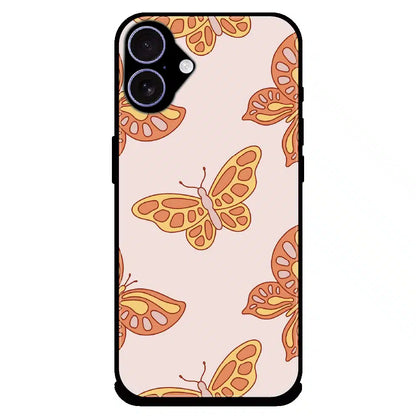 Soft Peach Butterfly Pattern - Glossy Metal Silicone Case For Apple iPhone 16