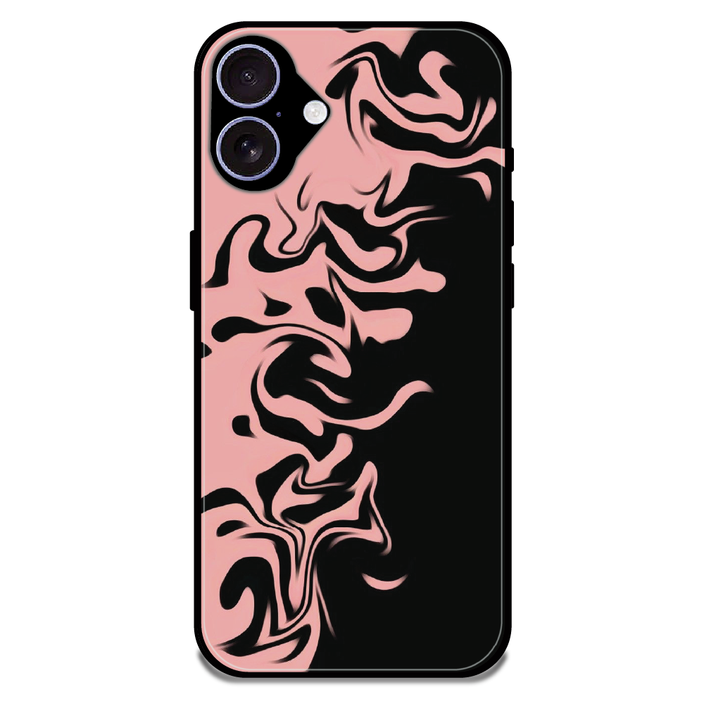 Blush Noir Marble - Glossy Metal Silicone Case For Apple iPhone 16