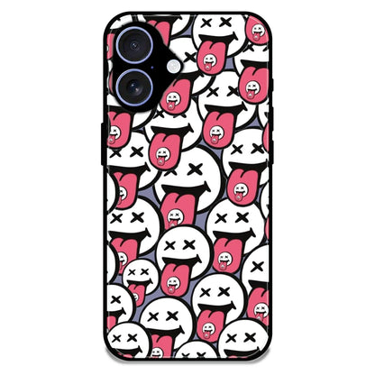 Funny Cartoon Faces - Glossy Metal Silicone Case For Apple iPhone 16