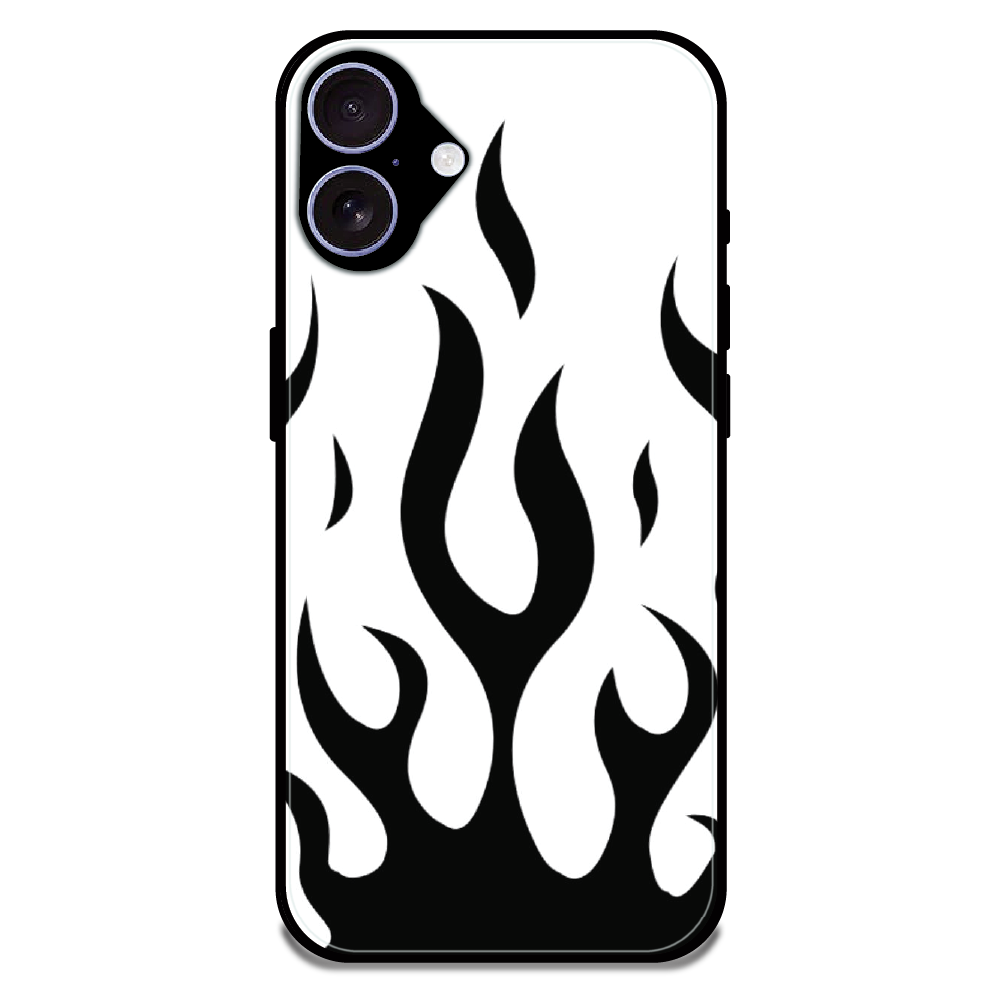 Monochrome Flame Art - Glossy Metal Silicone Case For Apple iPhone 16