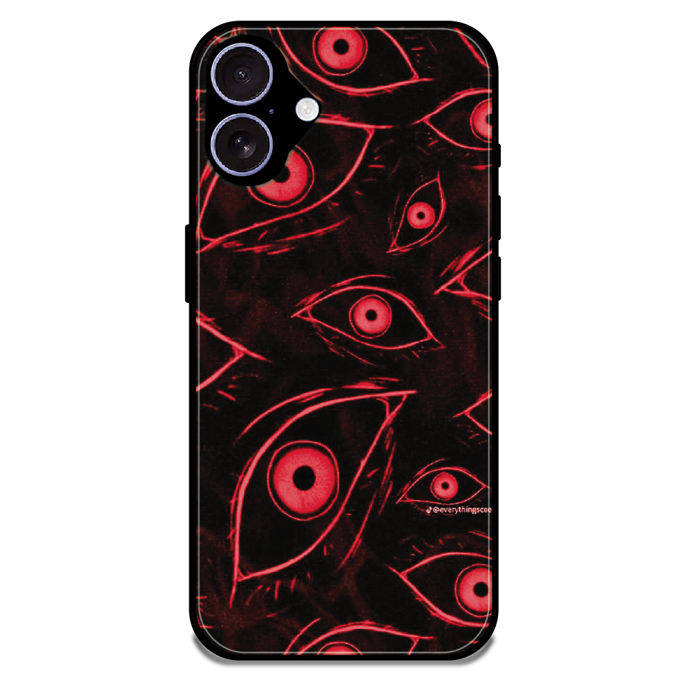 Crimson Eyes Chaos - Glossy Metal Silicone Case For Apple iPhone 16