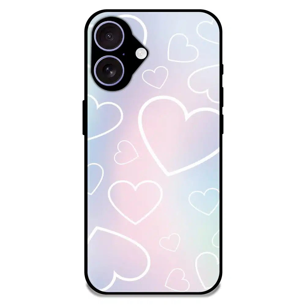 Pastel Heart Dream - Glossy Metal Silicone Case For Apple iPhone 16