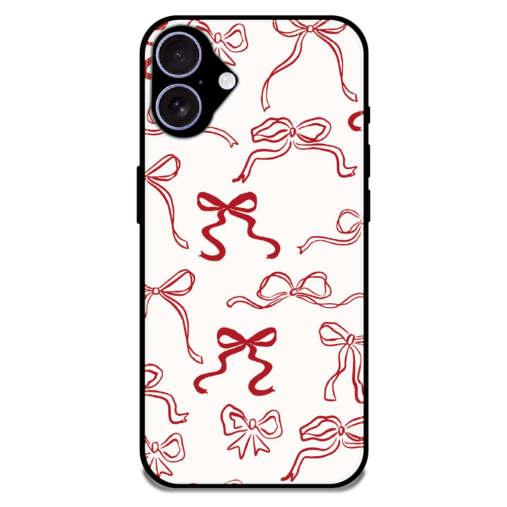 Cherry Bow Minimal - Glossy Metal Silicone Case For Apple iPhone 16
