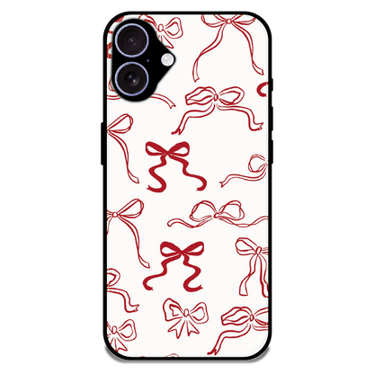 Cherry Bow Minimal - Glossy Metal Silicone Case For Apple iPhone 16