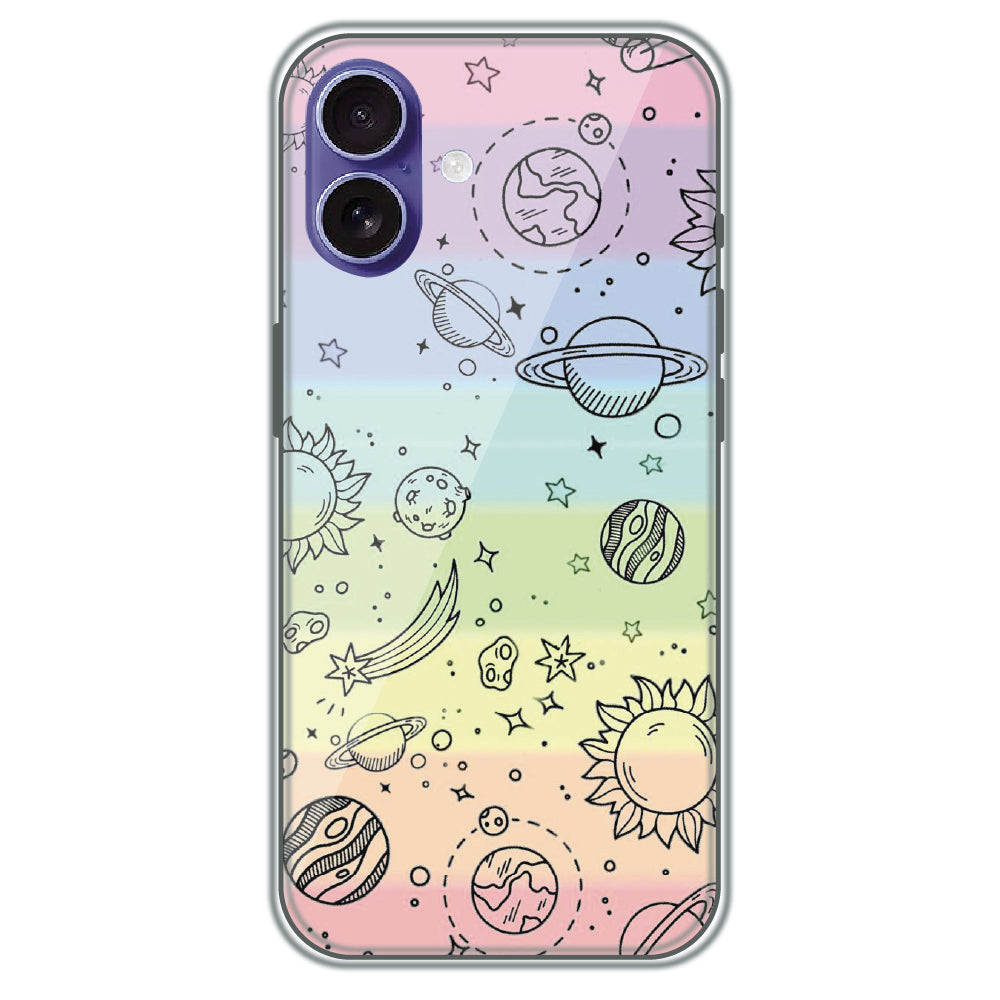 Pastel Galaxy Doodle - Printed Silicone Case for Apple iPhone 16