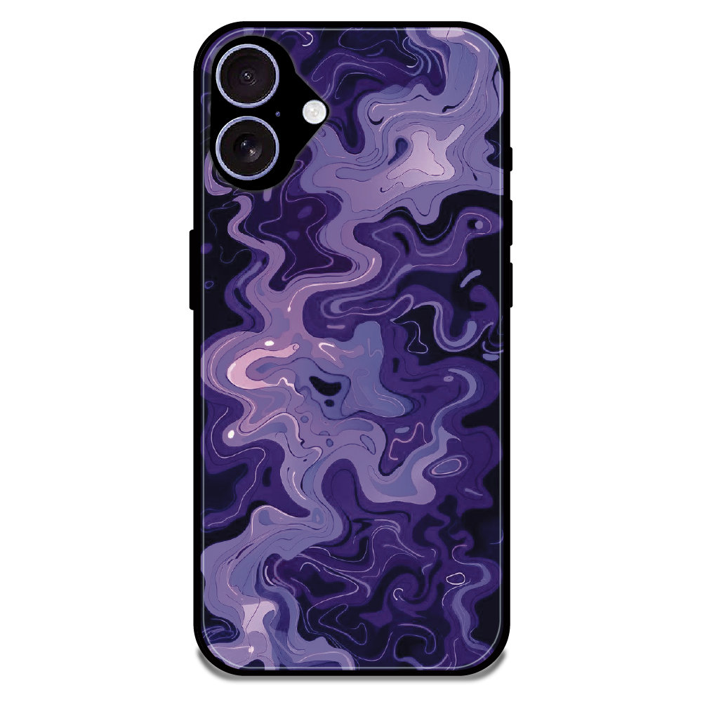 Purple Wave Abstract - Glossy Metal Silicone Case For Apple iPhone 16