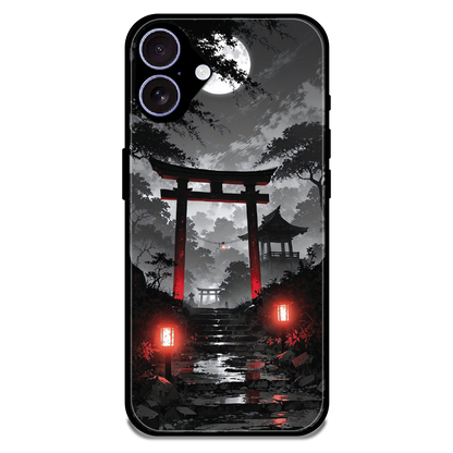 Midnight Torii Forest - Glossy Metal Silicone Case For Apple iPhone 16