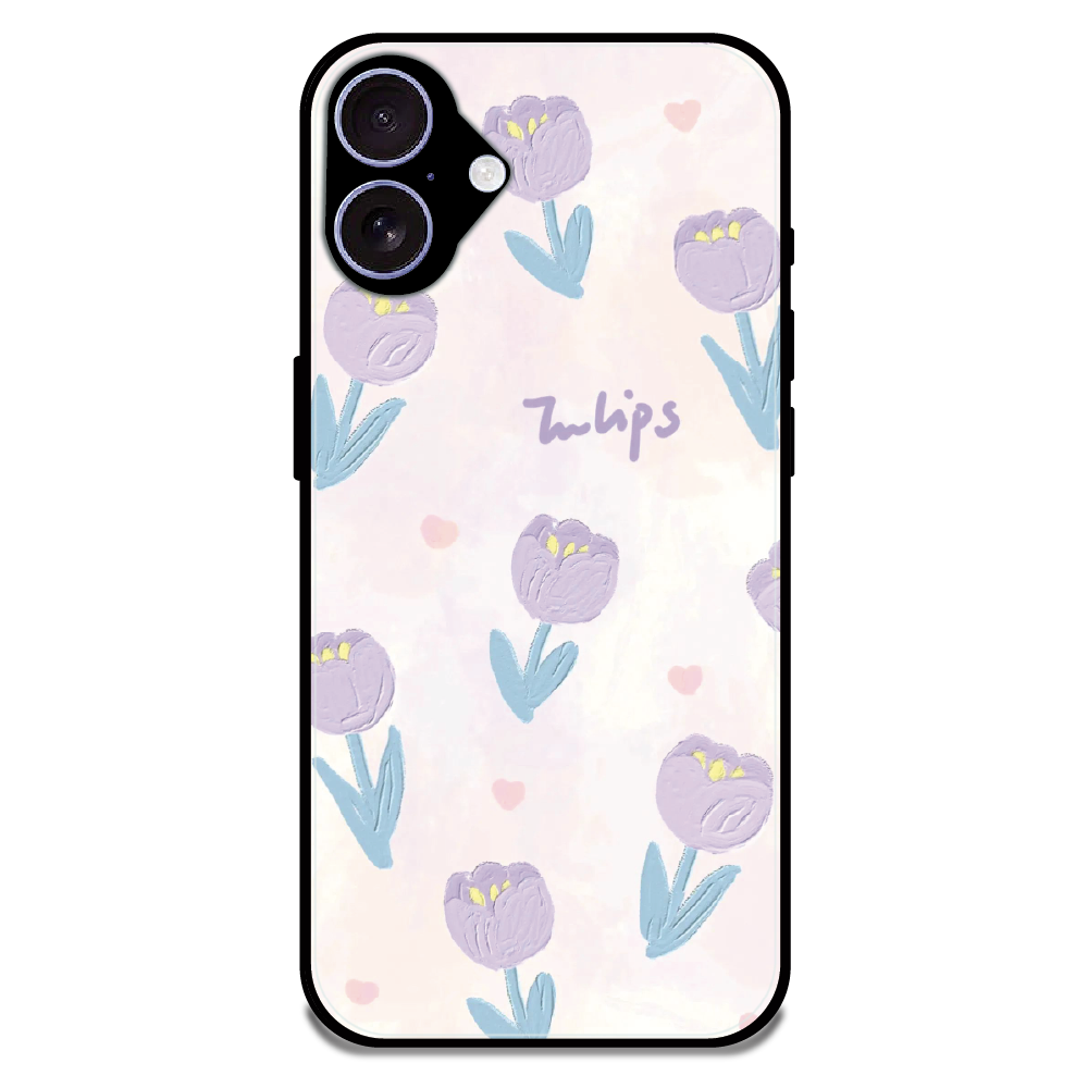Pastel Tulip Floral - Glossy Metal Silicone Case For Apple iPhone 16