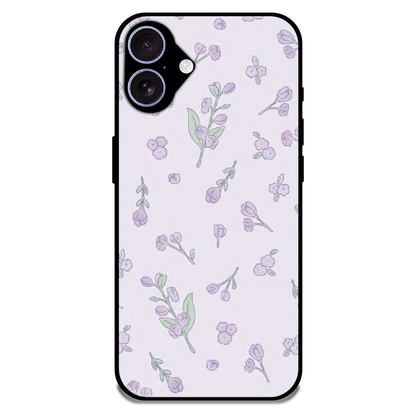 Lavender Floral Ditsy - Glossy Metal Silicone Case For Apple iPhone 16