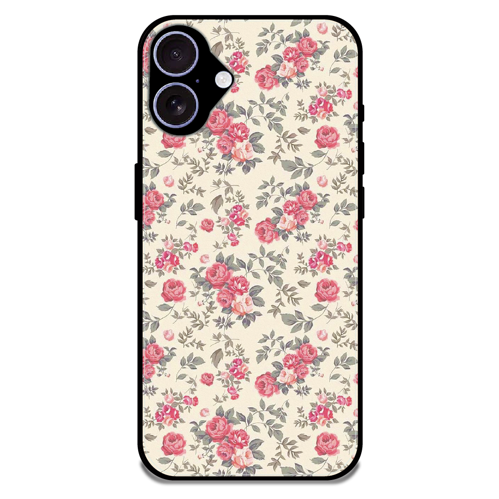 Vintage Rose Meadow - Glossy Metal Silicone Case For Apple iPhone 16