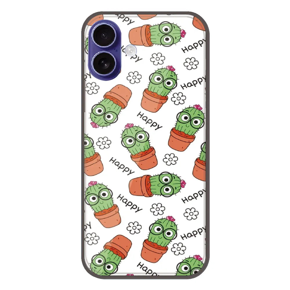 Cute Cactus Happy - Printed Silicone Case For Apple iPhone 16