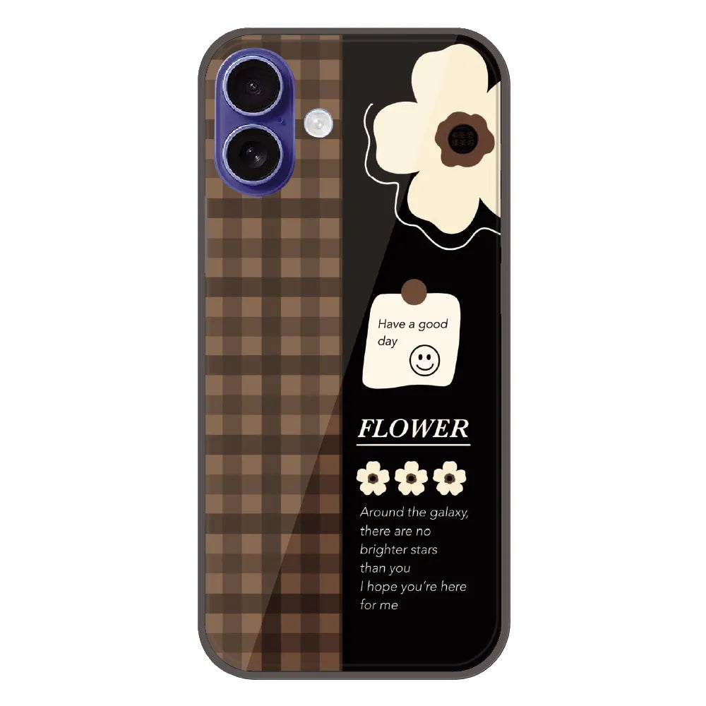 Brown Checkered Flower Quote - Printed Silicone Case For Apple iPhone 16