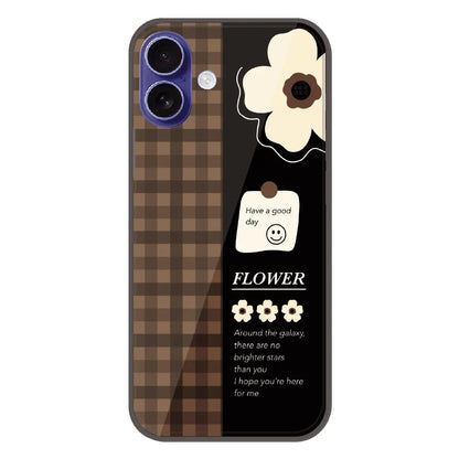 Brown Checkered Flower Quote - Printed Silicone Case For Apple iPhone 16